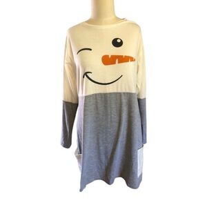 Winking Snowman Long Sleeve Tunic Dress Size Medium